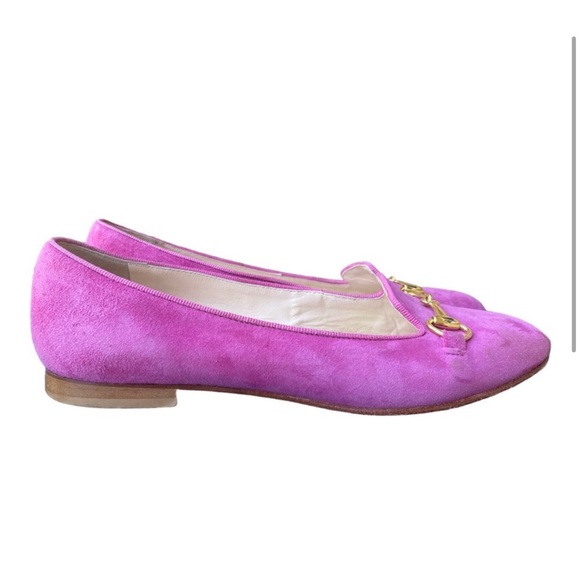 Patricia Green Suede Flat Loafers Gold Horsebit Detail in Pink size 38.5 EU - Picture 7 of 8